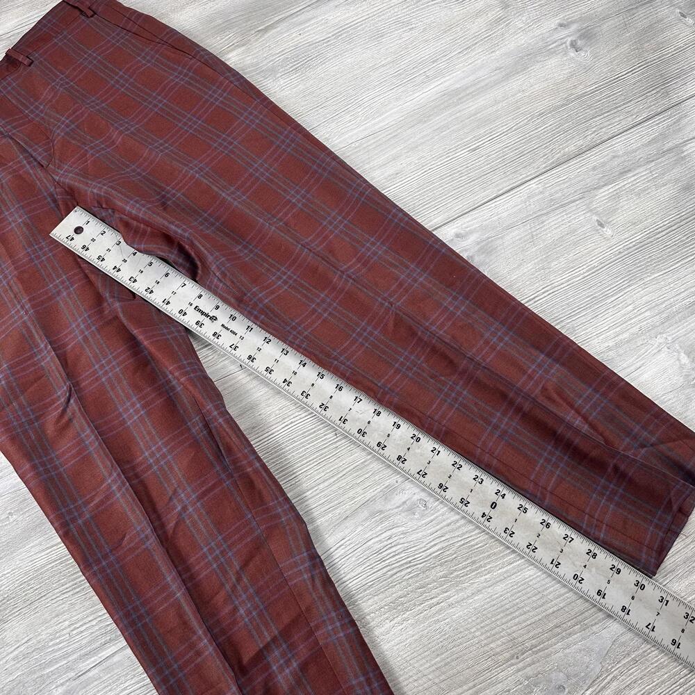 Satore Dress Pants Mens 35x30 Red Orange Check Plaid Reda Super 130's Wool - Picture 4 of 8